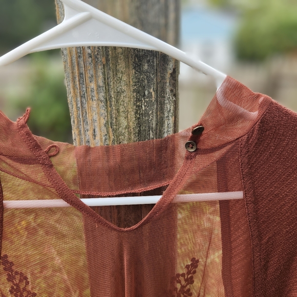 Free People SAHELI TOP Amber Brown Round Hem Tunic, made in India - Picture 5 of 10